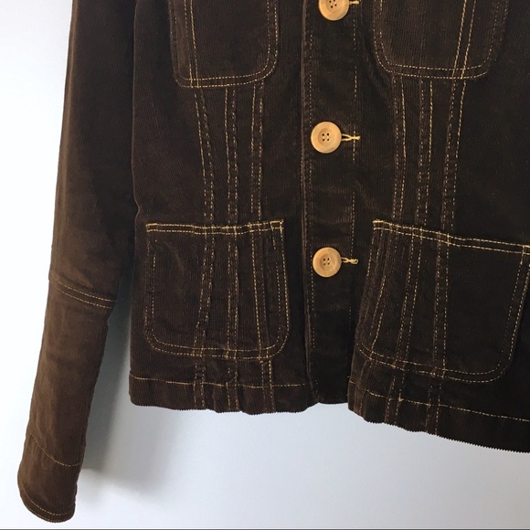 Tulle Brown Corduroy Fitted Blazer Jacket - Picture 3 of 8